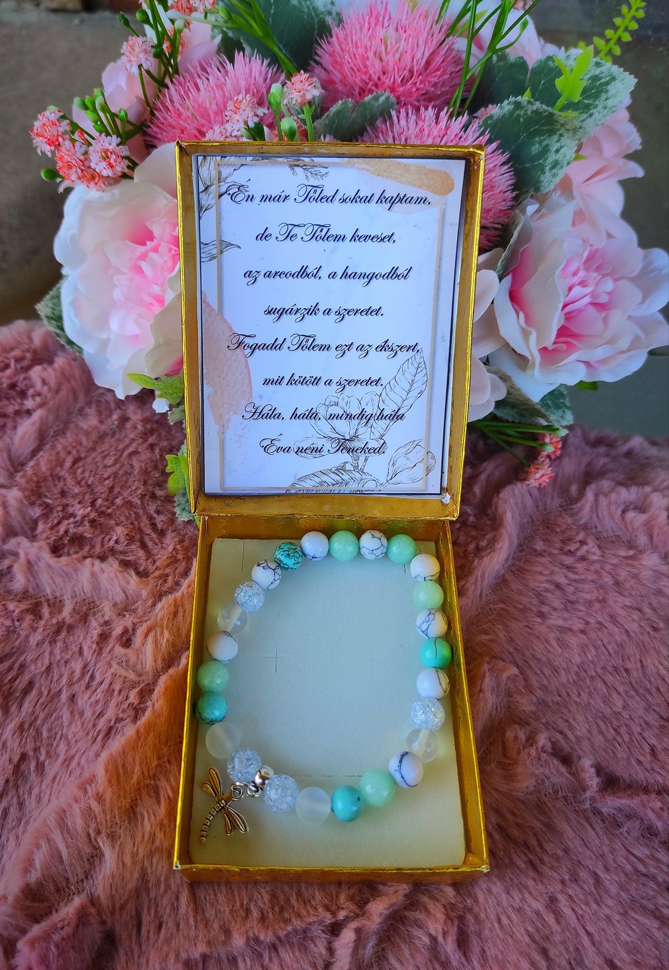 Ajándék pedagógusnak szitakötős türkiz